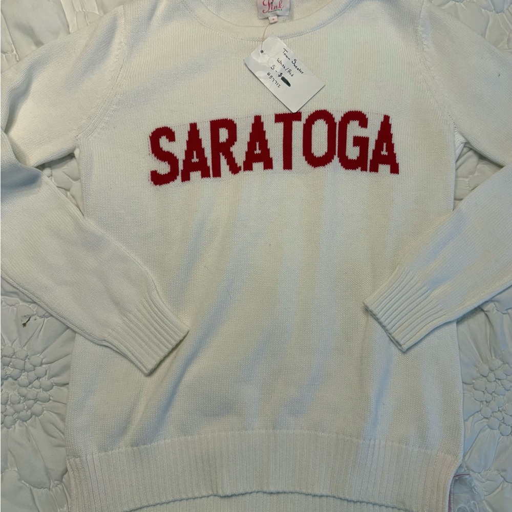 Lily Pulitzer Saratoga Boutique Red and White Crew Neck Sweater size S
